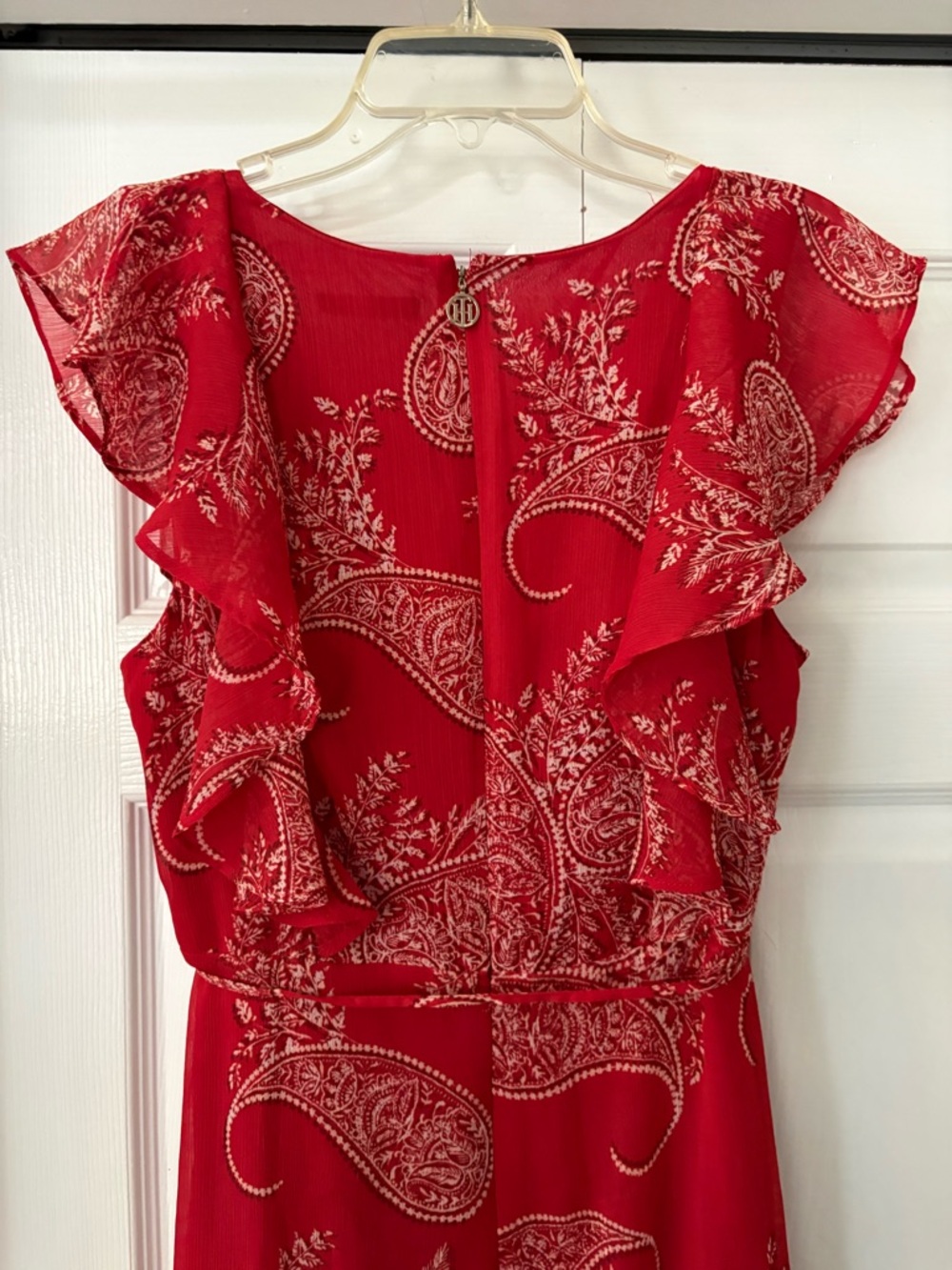 Tommy Hilfiger Red Paisley Ruffle Mini Dress - Picture 10 of 16